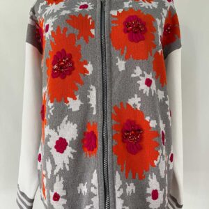 Women's flower-shape crochet knitwear with zip faster