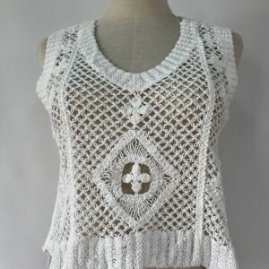 Women's hand crochet lacy with fringe