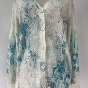 Spraying-dye blend-yarn woman knitted cardigan