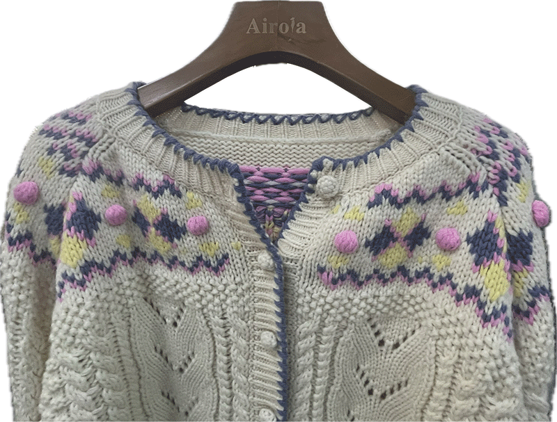 Women's cashmere-knitted cardigan three-gauge thick warm with machine embroidery - Image 3